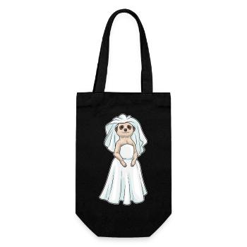 Erdmännchen Braut Schleier Hochzeit - Geschenkbeutel für Flaschen - Schwarz - Vorne