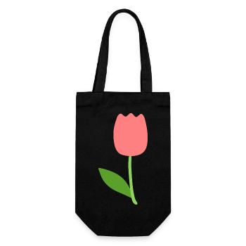 Tulpenblüte - Geschenkbeutel für Flaschen - Schwarz - Vorne