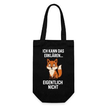 Fuchswitz: Erklären? Eigentlich Nein - Geschenkbeutel für Flaschen - Schwarz - Vorne