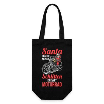 Weihnachtsmann Biker Motorrad Weihnachten - Geschenkbeutel für Flaschen - Schwarz - Vorne