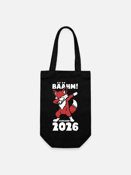 Bäääm! Schulkind 2026 - Schlauer Fuchs - Geschenkbeutel für Flaschen - Schwarz
