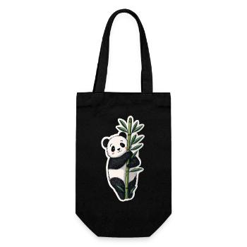 Kawaii Panda avec bambou – Motif d’autocollants mignons - Sac à bouteille - noir - Devant