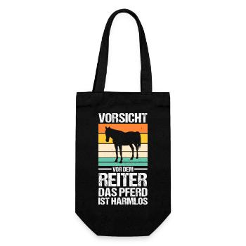 Reiten Pferdeliebhaber Reiterhof Pferde - Geschenkbeutel für Flaschen - Schwarz - Vorne