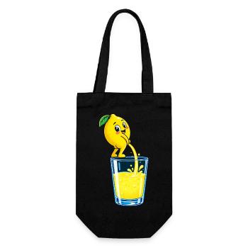 Zitronenheld Spritziges Glasbild - Geschenkbeutel für Flaschen - Schwarz - Vorne