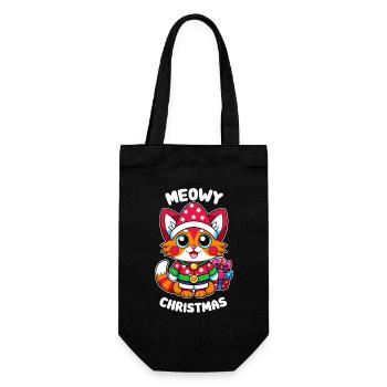 Meowy Christmas - Gift with Cat - Gift Bag for Bottles - black - Front