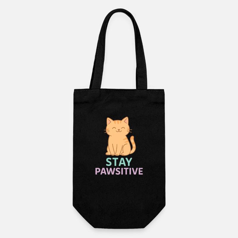 Stay Pawsitive - Geschenkbeutel für Flaschen - Schwarz