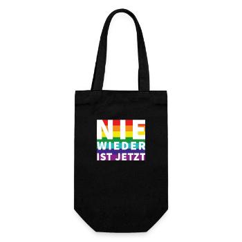 Nie wieder Schriftzug Pride Weisser Text - Geschenkbeutel für Flaschen - Schwarz - Vorne
