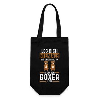 Hund Boxer - Geschenkbeutel für Flaschen - Schwarz - Vorne