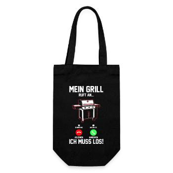 Grillparty Grillmeister Grill Grillen - Geschenkbeutel für Flaschen - Schwarz - Vorne