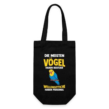 Vogel Sittch Wellensittich - Geschenkbeutel für Flaschen - Schwarz - Vorne