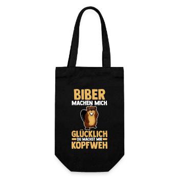 Nagetier Biberliebhaber Biber - Geschenkbeutel für Flaschen - Schwarz - Vorne