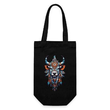 Kuh Krafttier Spirit Indianer & Mystik - Geschenkbeutel für Flaschen - Schwarz - Vorne