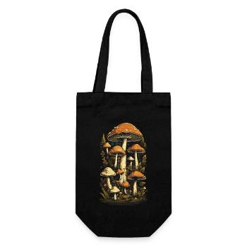 Retro Forest Mushrooms Aesthetics Mushroom Design - Gift Bag for Bottles - black - Front