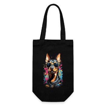 Cooler Dobermann Hund Design mit Stil - Geschenkbeutel für Flaschen - Schwarz - Vorne