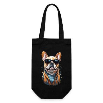 French Bulldog Dog with Style - Gift Bag for Bottles - black - Front