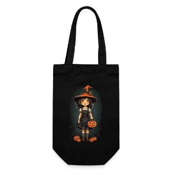 Halloween Hexe Vintage Retro mit Kürbissen - Geschenkbeutel für Flaschen - Schwarz - Vorne