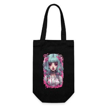 Kawaii Psycho Goth Girl Pastel Aesthetic Design - Gift Bag for Bottles - black - Front