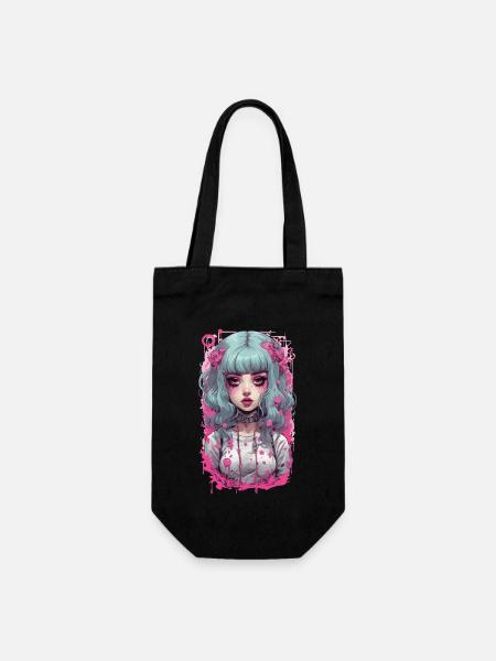Kawaii Psycho Goth Girl Pastel Aesthetic Design - Gift Bag for Bottles - black