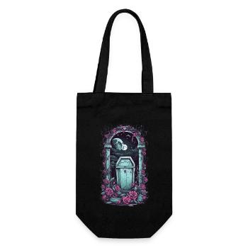 Okkult Gothic Friedhof Mondnacht Pastel Goth - Geschenkbeutel für Flaschen - Schwarz - Vorne