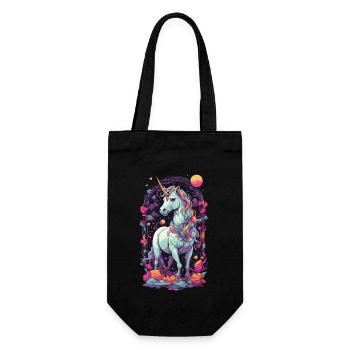 Pastell Einhorn Vaporwave Retro Stil Magie Design - Geschenkbeutel für Flaschen - Schwarz - Vorne