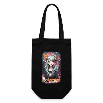 Anime Sushi Girl Kawaii Manga Japon Design - Sac à bouteille - noir - Devant