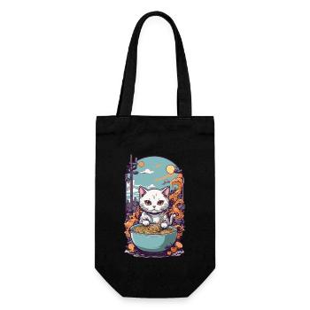 Kawaii Katze Liebt Japanische Ramen Nudelsuppe - Geschenkbeutel für Flaschen - Schwarz - Vorne