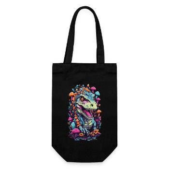 Psychedelischer Dinosaurier Pilz Weirdcore Kunst - Geschenkbeutel für Flaschen - Schwarz - Vorne
