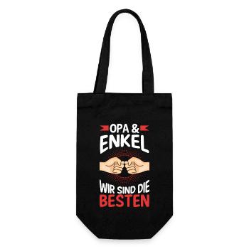 Großvater Opa und Enkel - Geschenkbeutel für Flaschen - Schwarz - Vorne