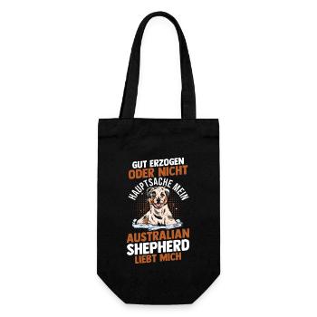 Australian Shepherd Hund Aussie - Geschenkbeutel für Flaschen - Schwarz - Vorne