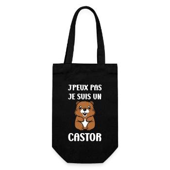 Humour petit castor - Sac à bouteille - noir - Devant