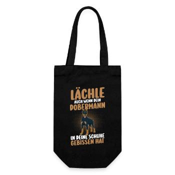 Hund Dobermann - Geschenkbeutel für Flaschen - Schwarz - Vorne