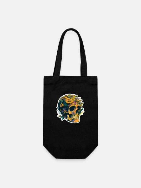 Crâne humain et fleurs 20 - Sac à bouteille - noir