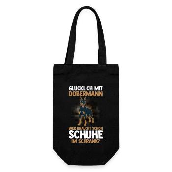 Hund Dobermann - Geschenkbeutel für Flaschen - Schwarz - Vorne