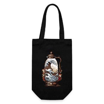 Vintage café vague Japon Design esthétique - Sac à bouteille - noir - Devant