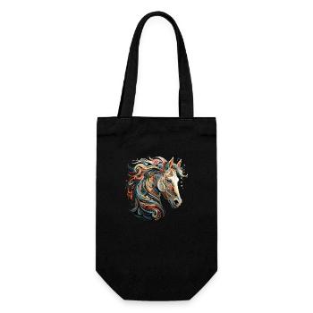 Horse Village Kids & Rider Equestrian Fans Gift - Gift Bag for Bottles - black - Front