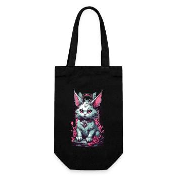 Gothic Pastell Katze Aesthetic Streetwear - Geschenkbeutel für Flaschen - Schwarz - Vorne