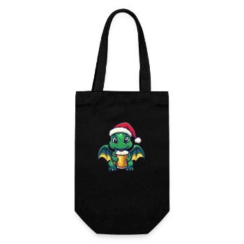 Drache Weihnachten Bier Lustig - Geschenkbeutel für Flaschen - Schwarz - Vorne