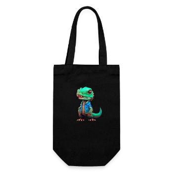 small T-Rex in denim jacket - Gift Bag for Bottles - black - Front