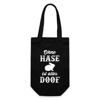 Hase lustig Spruch lustige Sprüche alles doof - Geschenkbeutel für Flaschen - Schwarz - Vorne