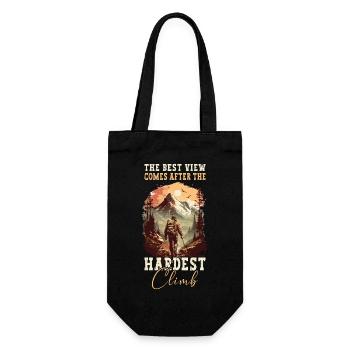 Hiking Hikers Mountains Mountaineering Climbing Nature - Gift Bag for Bottles - black - Front