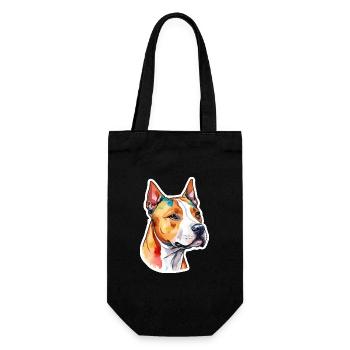 American Staffordshire Terrier Watercolors - Gift Bag for Bottles - black - Front