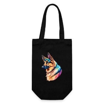 Deutscher Schäferhund Wasserfarben - Geschenkbeutel für Flaschen - Schwarz - Vorne