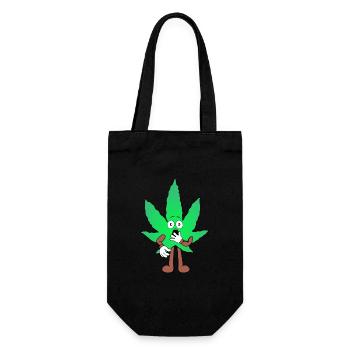 Der Bloom - Weed Cannabis Stoned Hanf Marihuana - Geschenkbeutel für Flaschen - Schwarz - Vorne