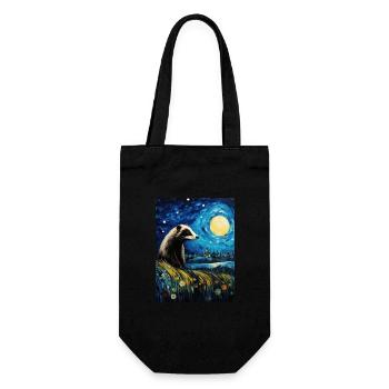 dachs, van gogh, sternennacht, tier - Geschenkbeutel für Flaschen - Schwarz - Vorne
