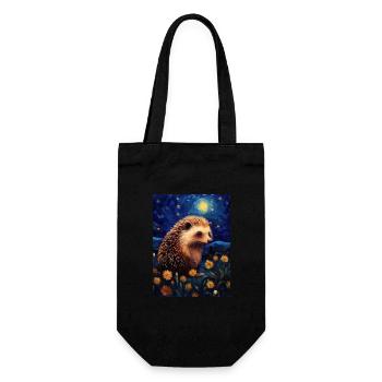 Hedgehog, Van Gogh, Starry Night, Animal - Gift Bag for Bottles - black - Front