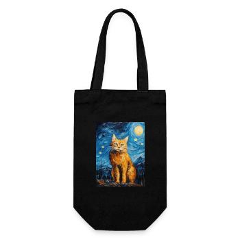 Lynx, Van Gogh, Starry Night, Animal, Big Cat - Gift Bag for Bottles - black - Front