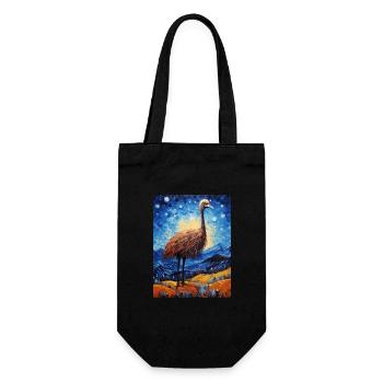 Ostrich, Van Gogh, Starry Night, Animal, Bird - Gift Bag for Bottles - black - Front