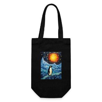penguin, van gogh, starry night, animal, bird - Gift Bag for Bottles - black - Front