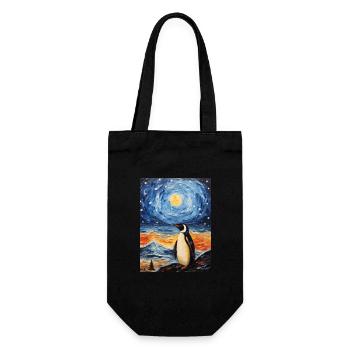 pinguin, van gogh, sternennacht, tier, vogel - Geschenkbeutel für Flaschen - Schwarz - Vorne