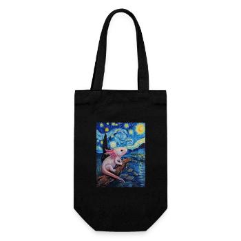 axolotl van gogh style sternennacht - Geschenkbeutel für Flaschen - Schwarz - Vorne
